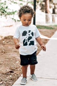 Image 1 of Cow Print Birthday Number Shirt Kids Animal Print Party Top Neutral Boys Girls