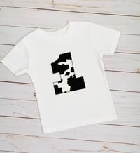 Image 2 of Cow Print Birthday Number Shirt Kids Animal Print Party Top Neutral Boys Girls