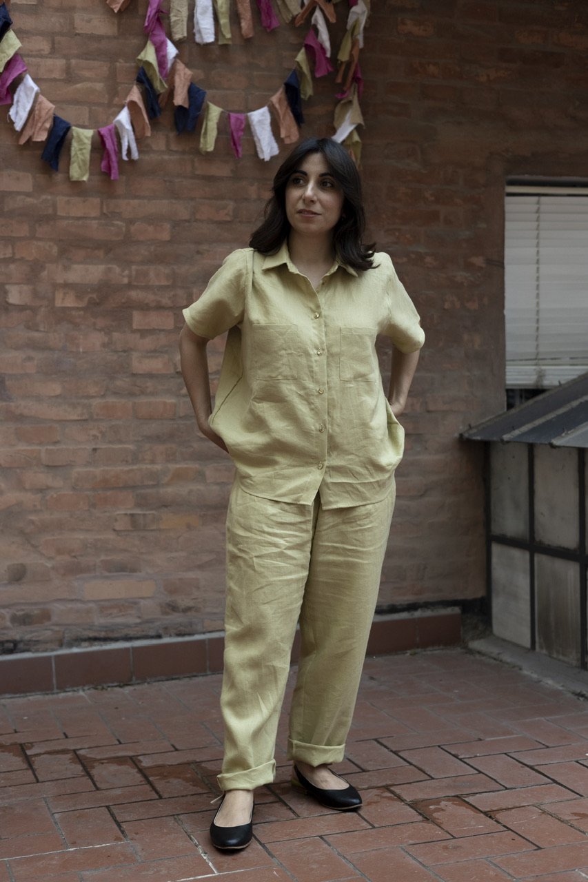 Image of PANTA NIMBUS LINO VERDE TÈ
