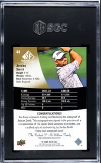 Image 2 of 2024 Upper Deck UD SP Game Used #44 Jordan Smith Autographed Spectrum
