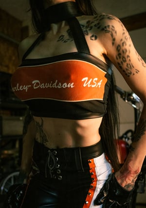 Image of Toxic Vision Mean Streak orange halter top
