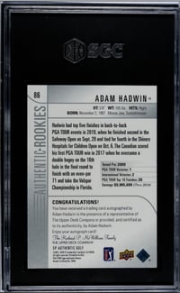Image 2 of 2021 UD SP Authentic #86 Adam Hadwin Rookie RC Auto /799