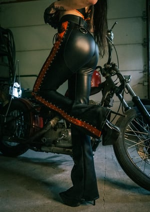 Image of Toxic Vision Hellbent leather bootcut pants MULTI SIZE