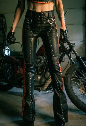 Image of Toxic Vision Hellbent leather bootcut pants MULTI SIZE