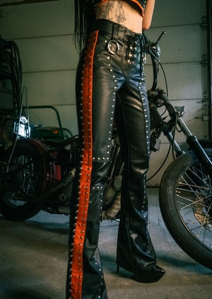 Image of Toxic Vision Hellbent leather bootcut pants MULTI SIZE