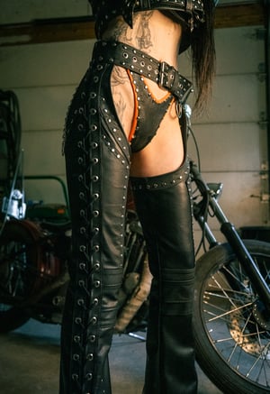 Image of Toxic Vision Hellbent leather riding chaps