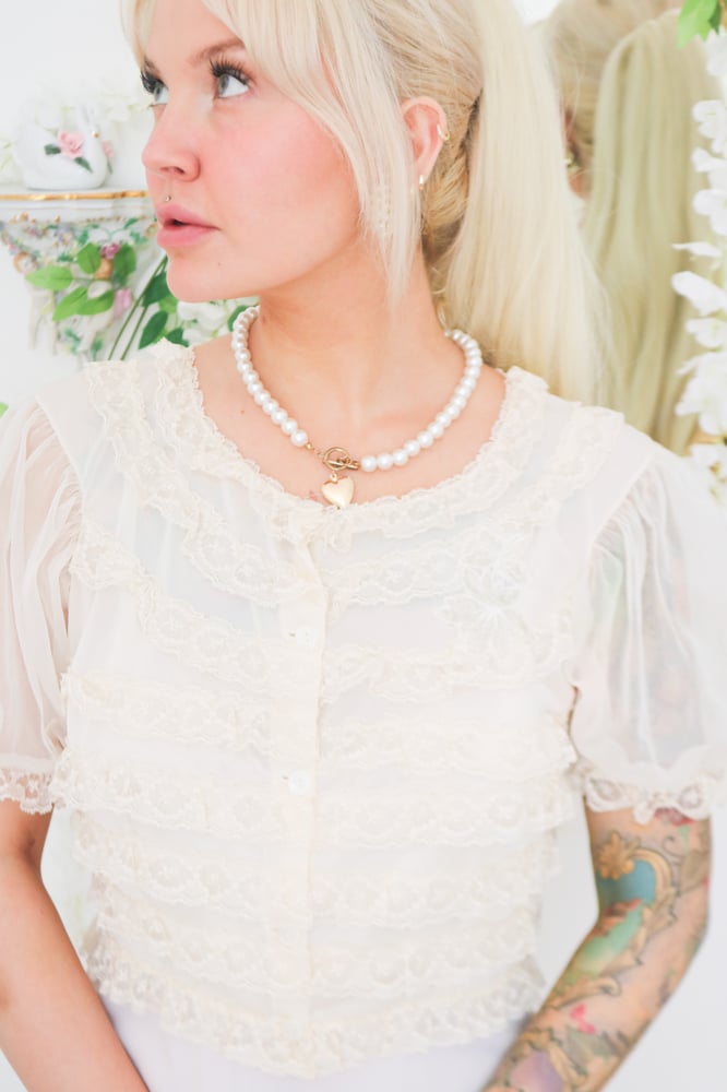 Image of Vintage 1950s D'signer by Formula Lace Bed Jacket (Small)