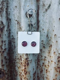 Pink & Black Spot Glass Studs