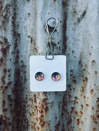 Black Floral Glass Studs