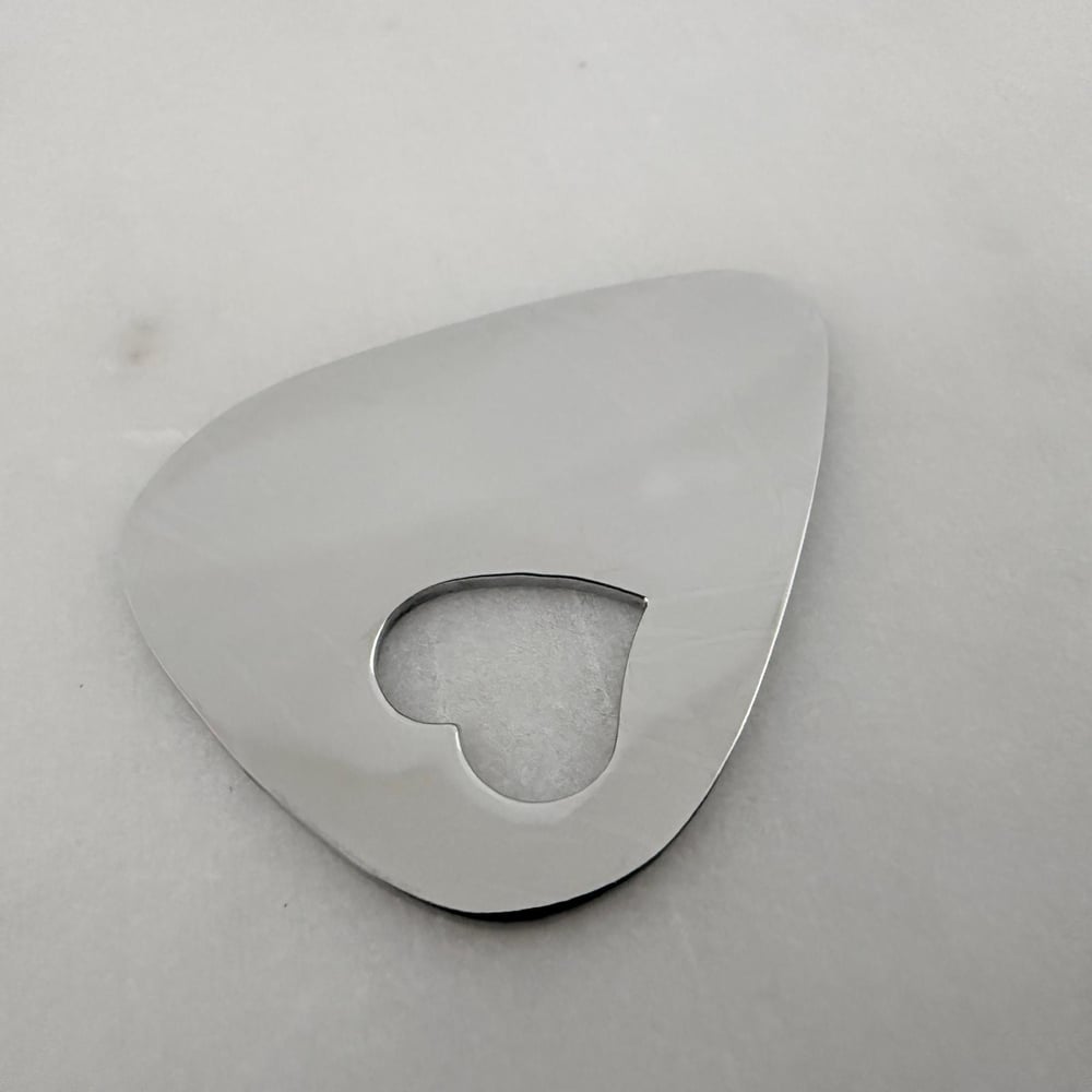 Image of High Quality 10 Pieces Pack Cut Open Heart Steel Guitar Pick Blank for Laser Engraving.