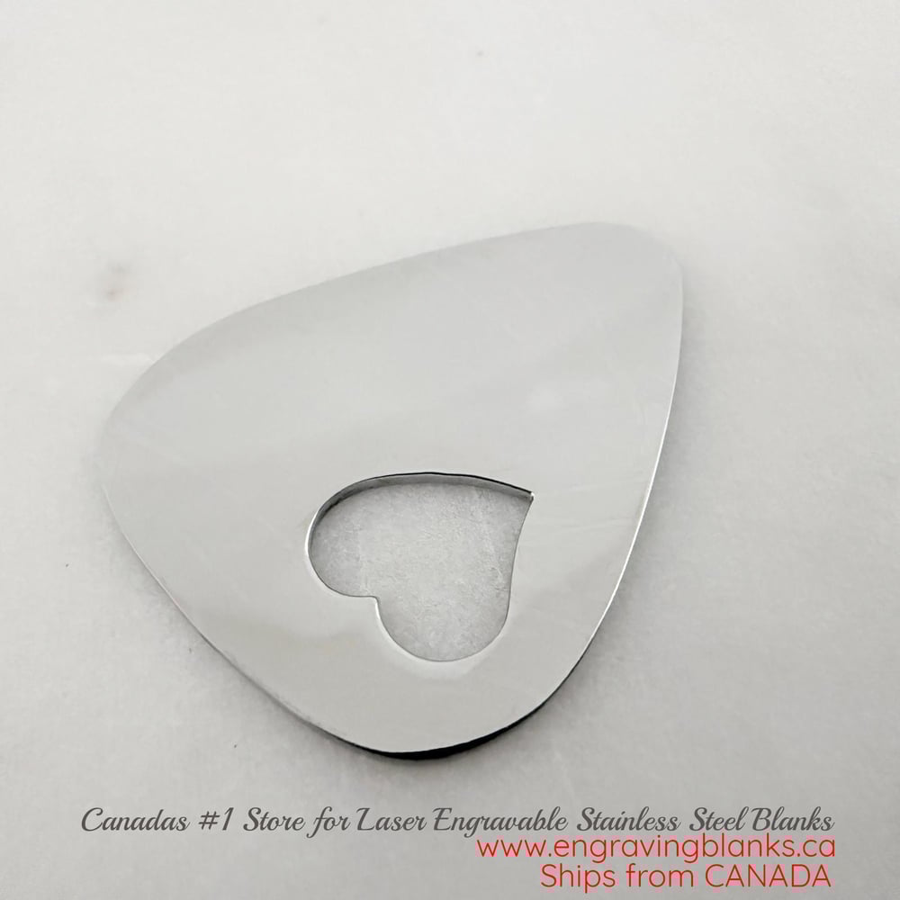 Image of High Quality 10 Pieces Pack Cut Open Heart Steel Guitar Pick Blank for Laser Engraving.