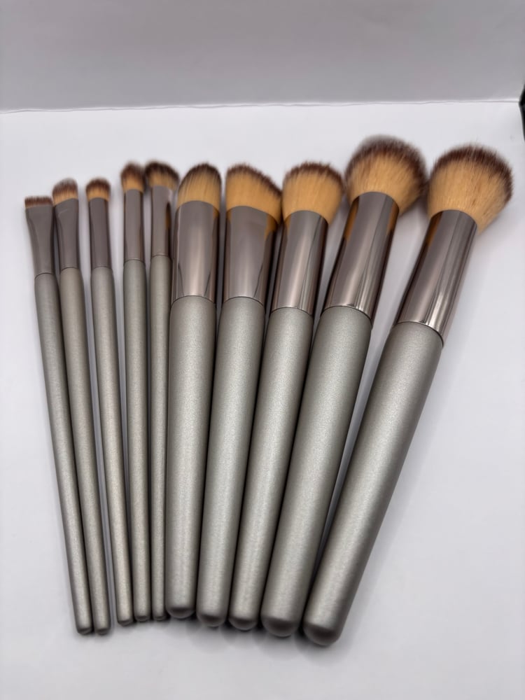 Image of Silver Make up brush set (10 piece set)