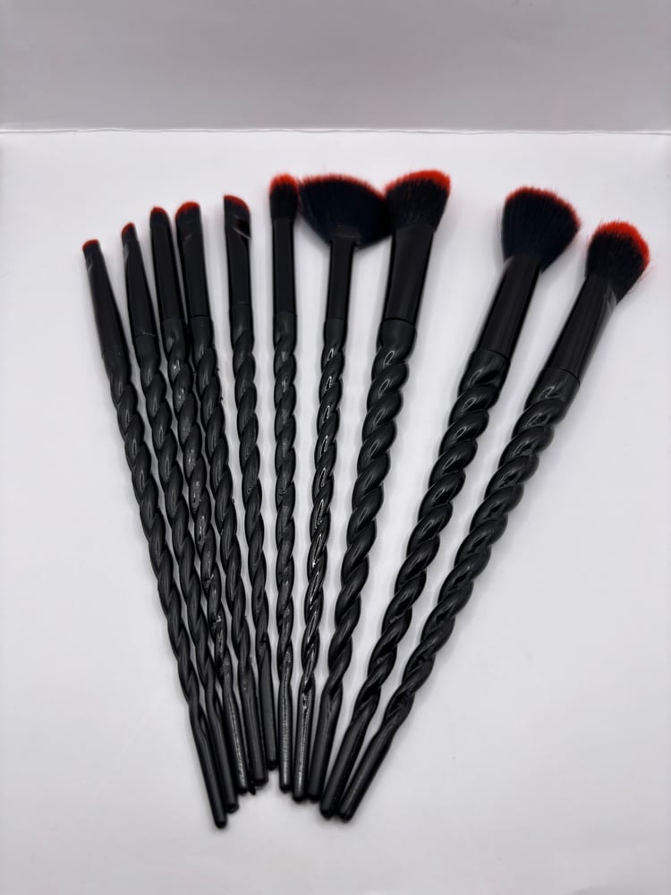 Image of Red Make up brush set (10 pieces)