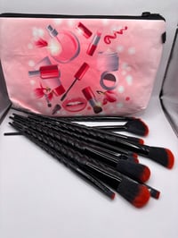 Image 4 of Red Make up brush set (10 pieces)