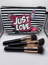 Image 4 of Black 3 piece makeup brush set