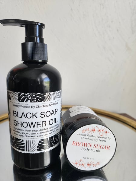 Image of Black Soap Shower Oil  Get  4 oz Sugar Scrub Free! 