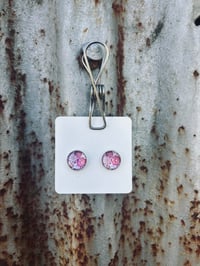 Pink Floral Glass Studs
