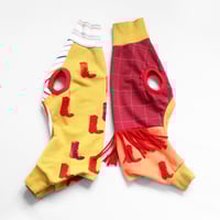 Image 1 of fringe cowboy boot tank italian greyhound catneydogney upcycled dog jumpsuit pajama romper  iggy