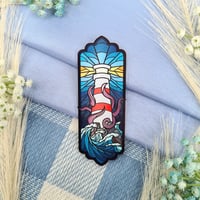Image 1 of Kraken & Lighthouse Stained Glass Art Bookmark | Reading Accessory