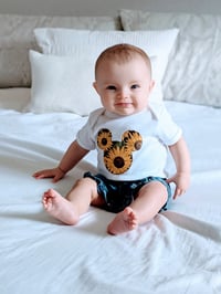 Image 7 of Floral Mouse Girl’s Bodysuit Top Roses Sunflowers Baby Girl Shirt