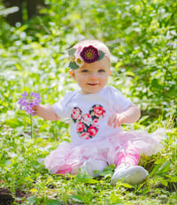 Image 3 of Floral Mouse Baby Toddler Girl’s Shirt Bodysuit Top Roses Sunflowers 