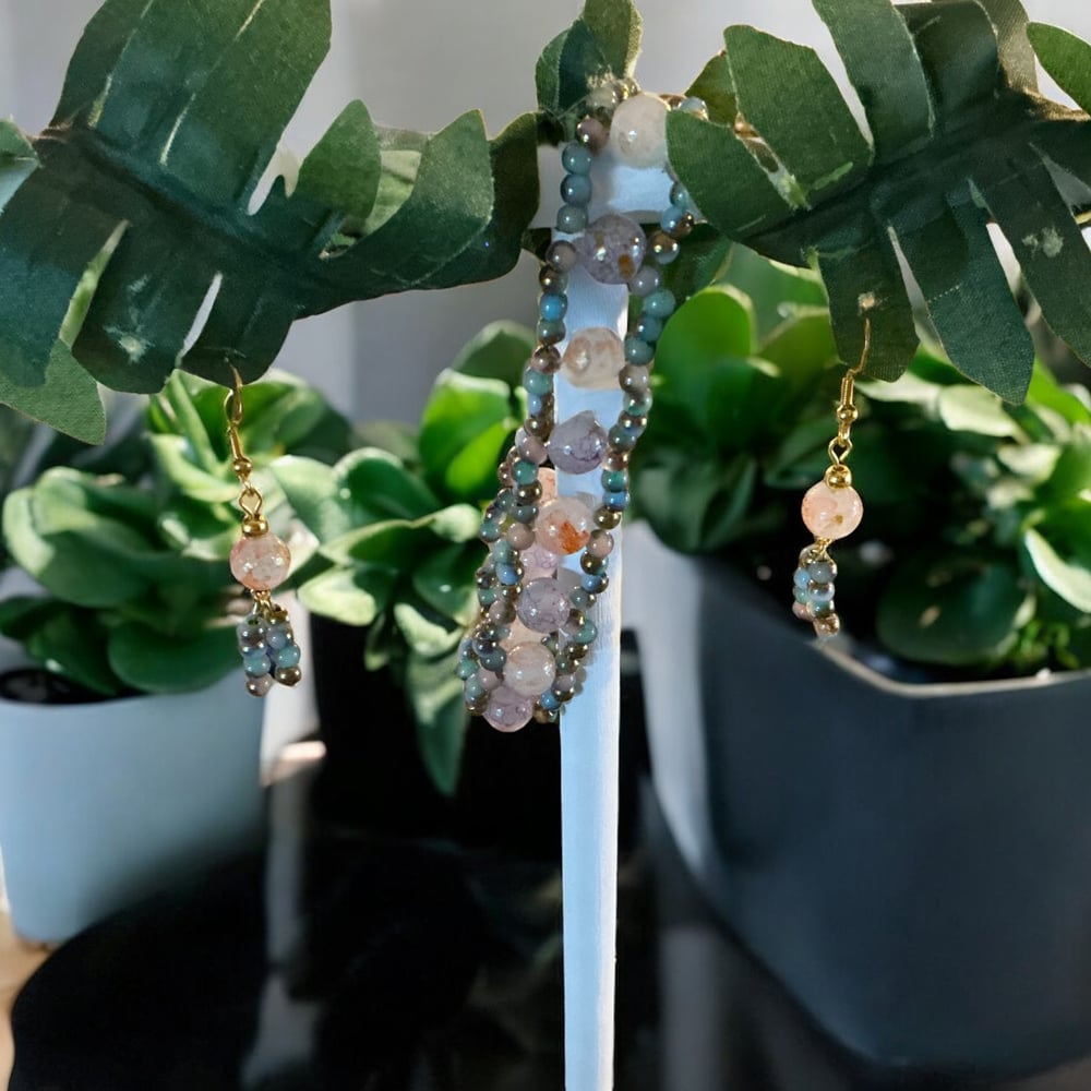 Image of Bracelet and Earring Beaded Set