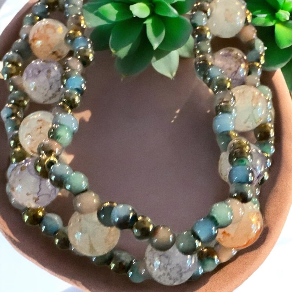 Image of Bracelet and Earring Beaded Set