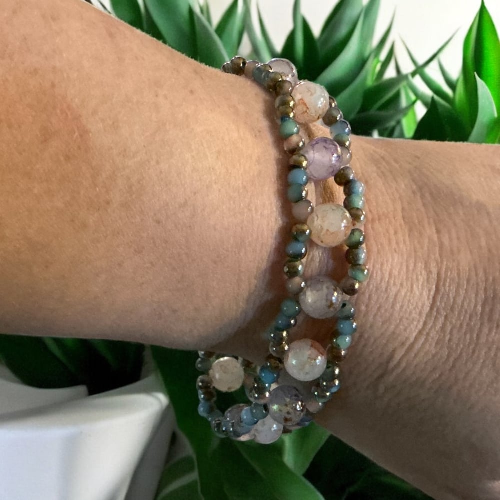 Image of Bracelet and Earring Beaded Set