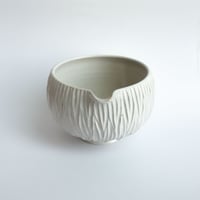 Image 2 of Matcha Bowl with Spout - White Carving