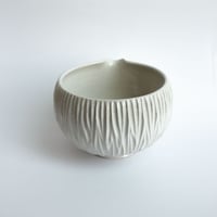 Image 3 of Matcha Bowl with Spout - White Carving