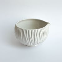 Image 1 of Matcha Bowl with Spout - White Carving