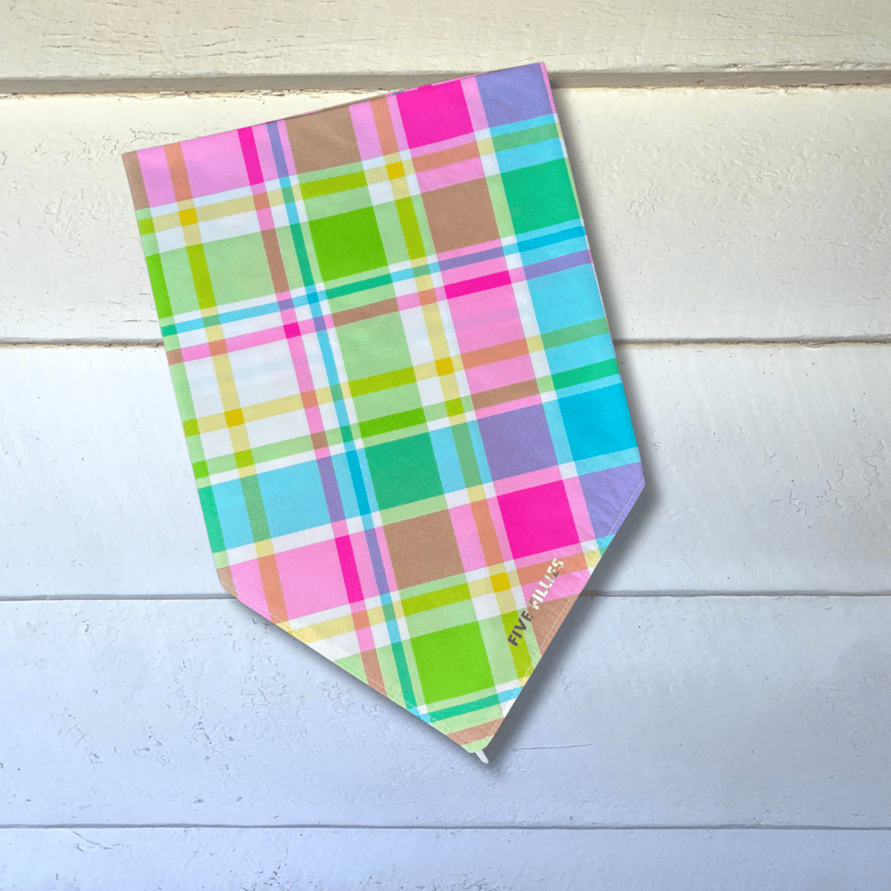 Image of Blue, Green + Pink Plaid Scarf