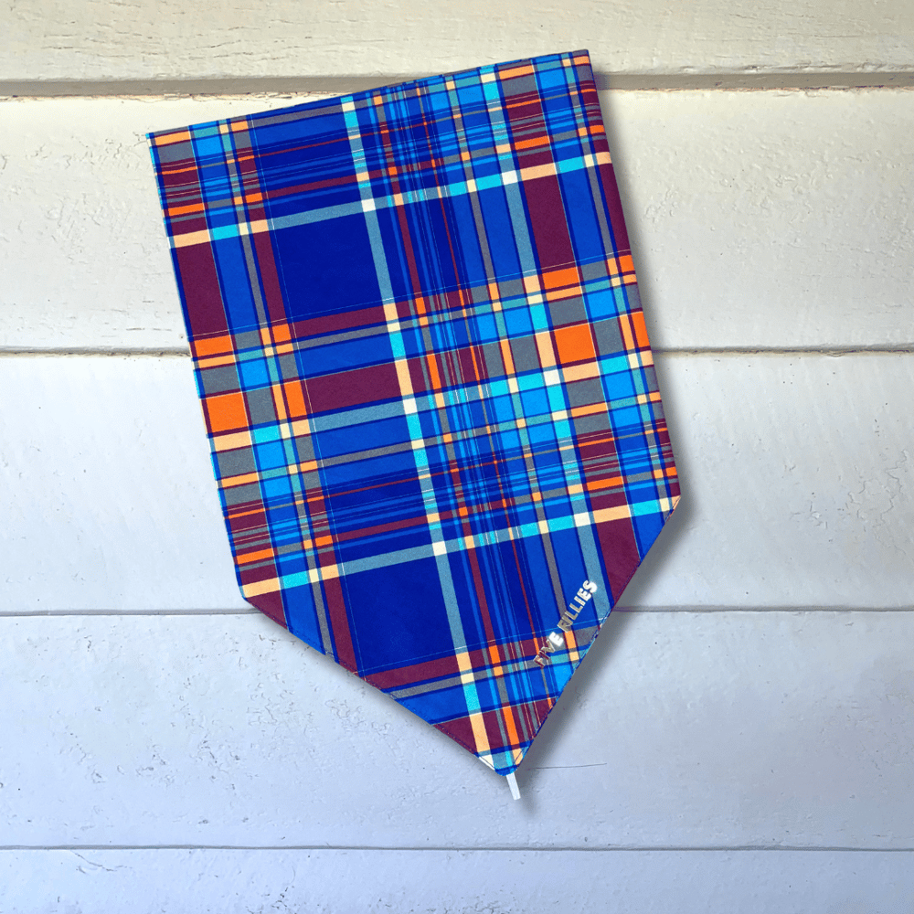 Image of Blue + Orange Plaid Scarf