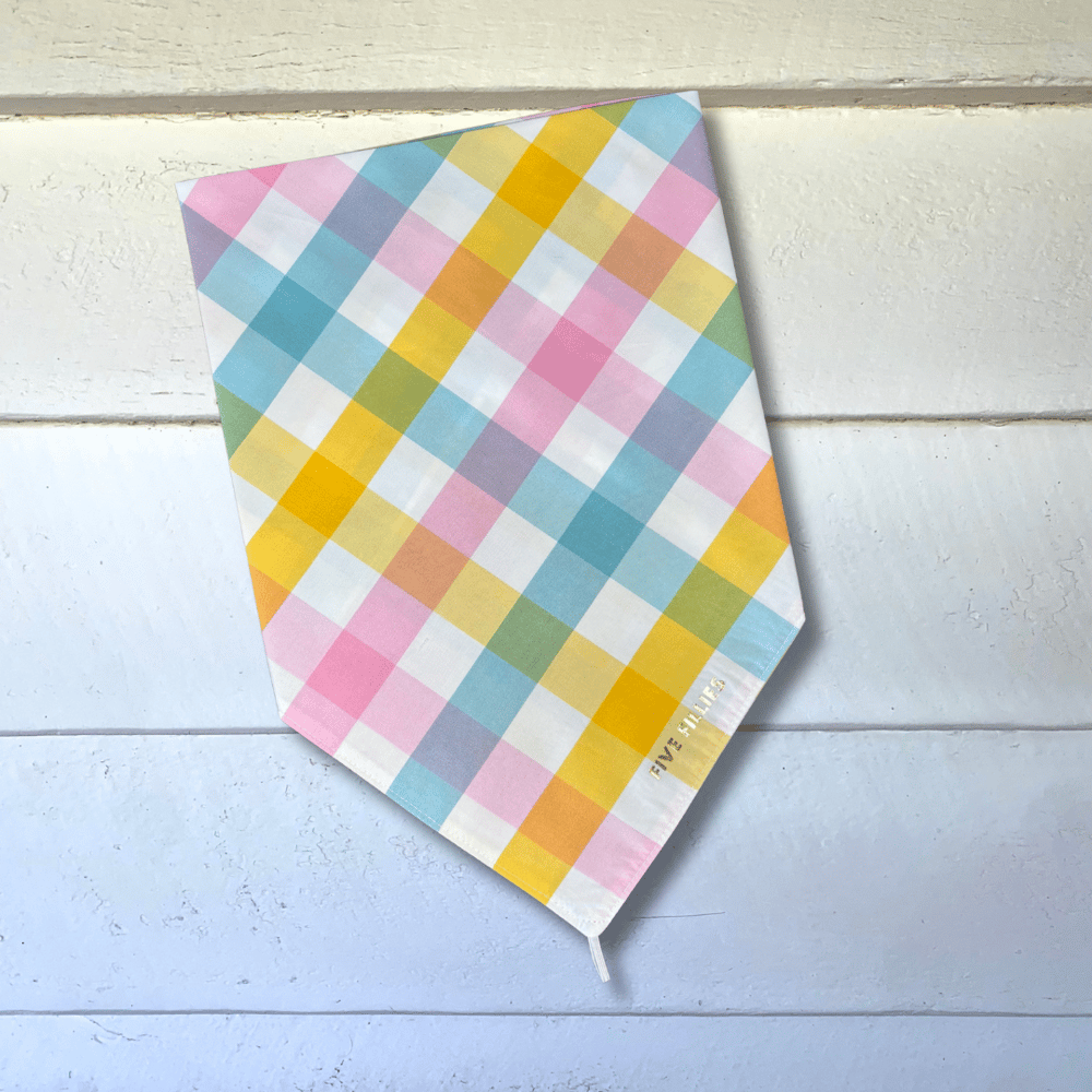Image of Blue, Yellow + Pink Gingham Scarf