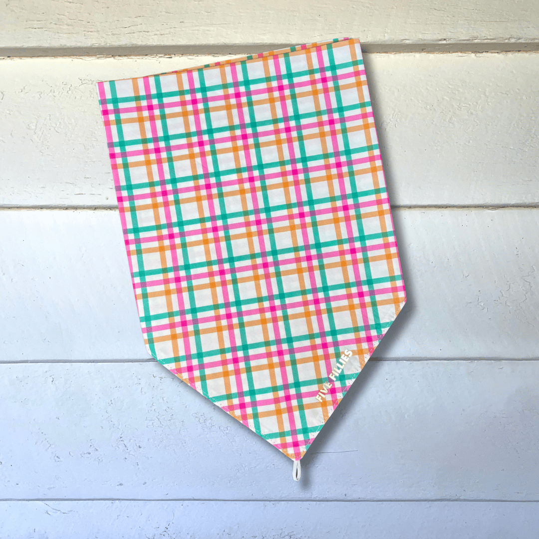 Image of Green, Pink + Orange Plaid Scarf