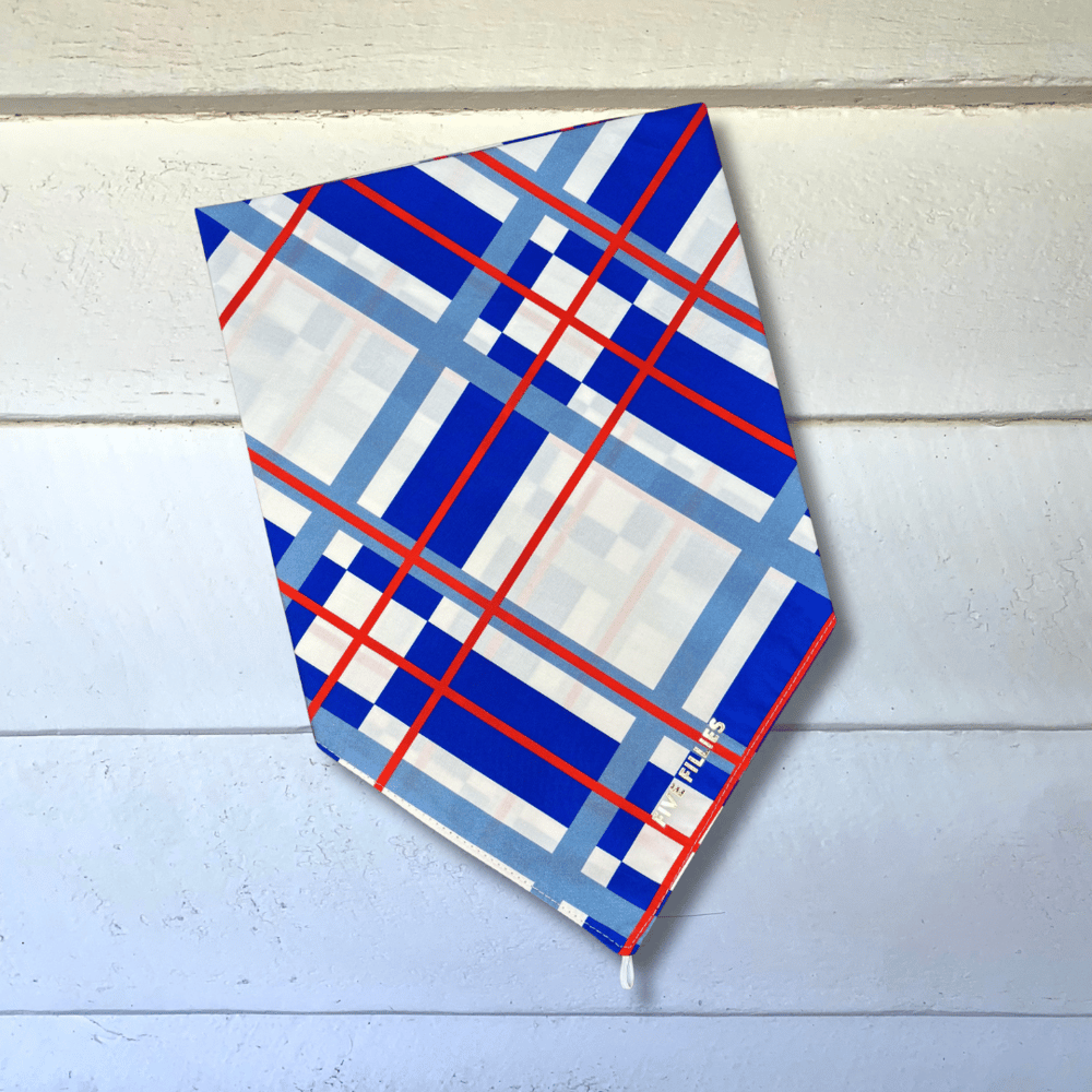 Image of White, Blue + Red Big Plaid Scarf