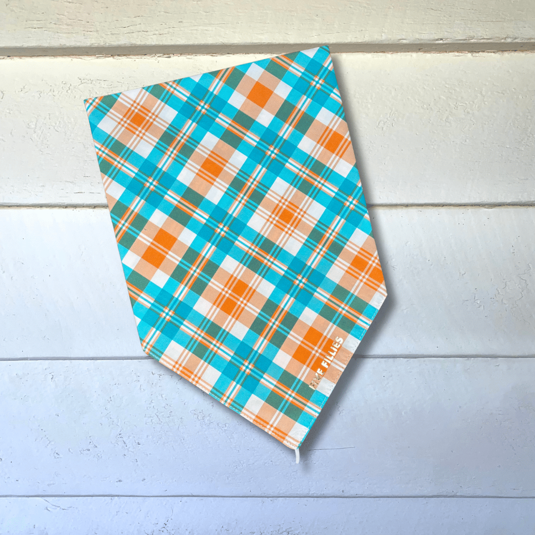 Image of Teal + Orange Plaid Scarf