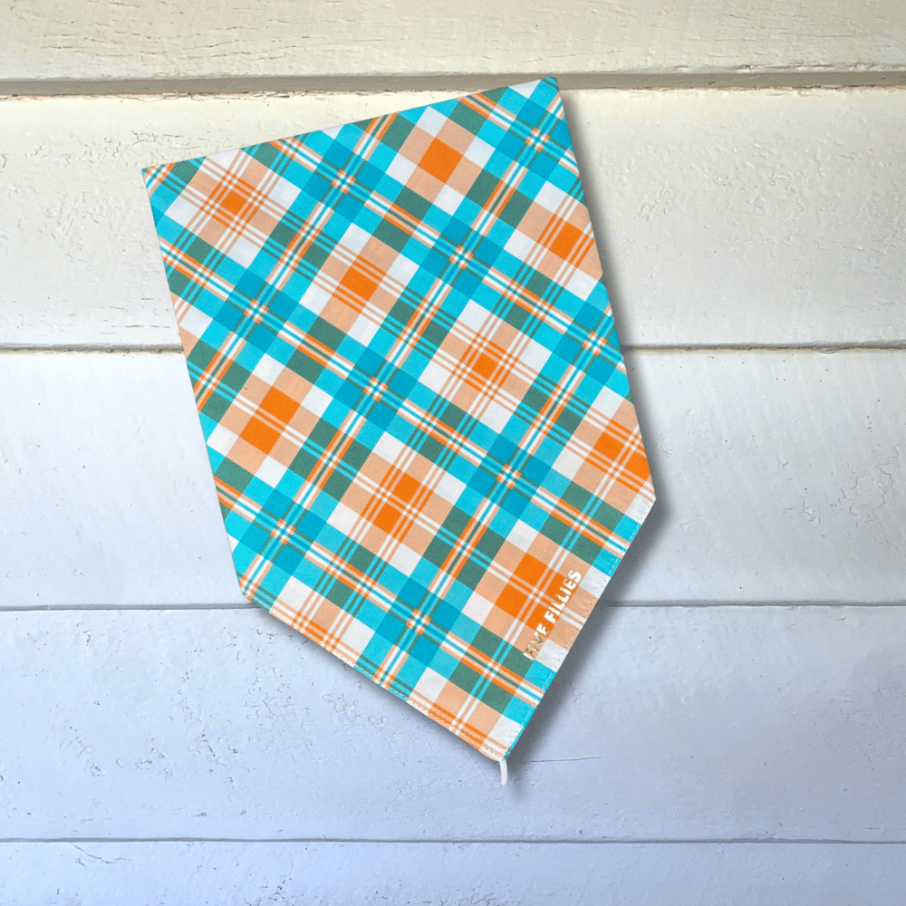 Image of Teal + Orange Plaid Scarf