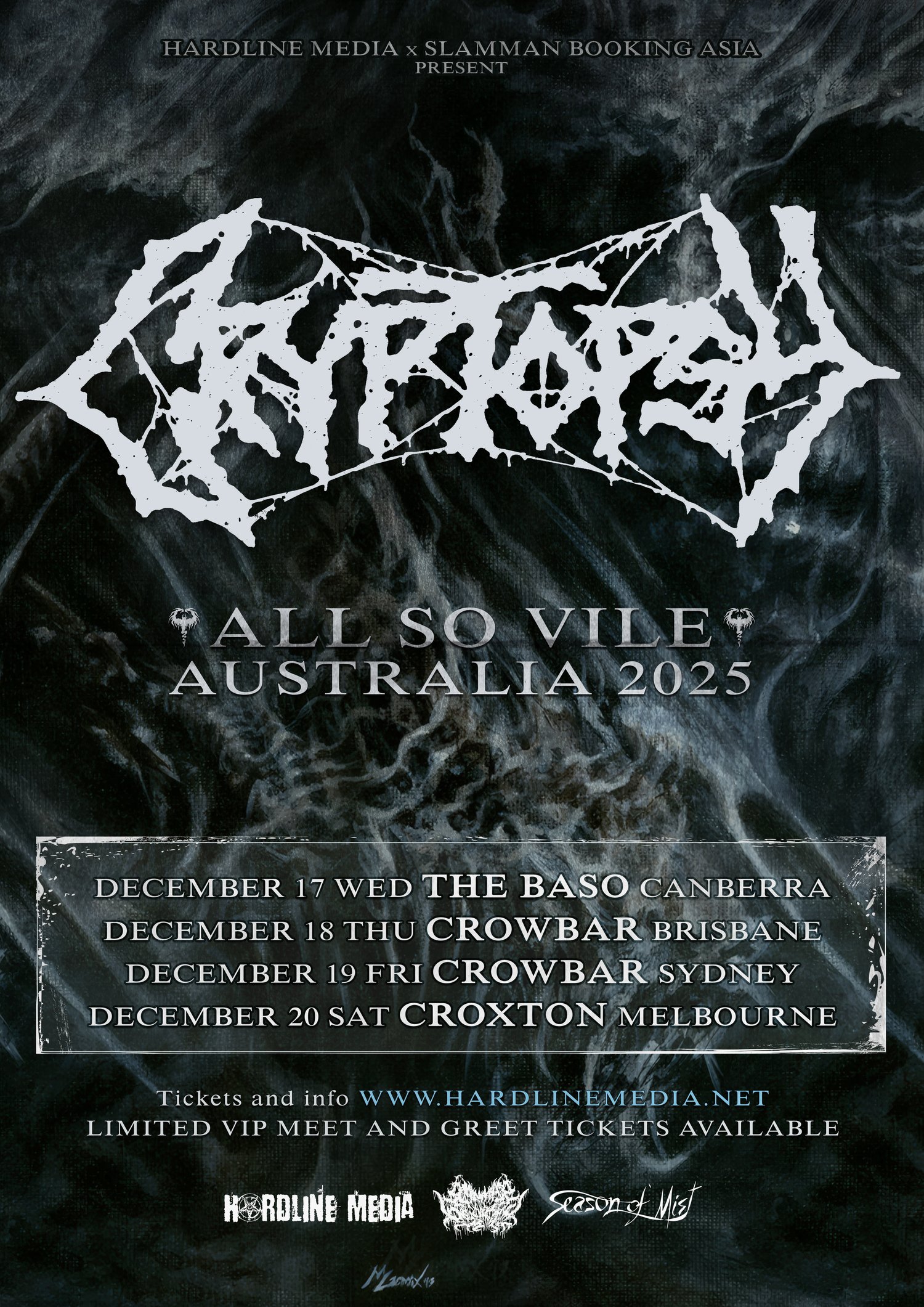 Image of VIP PRESALE - CRYPTOPSY - CANBERRA - WED DEC 17 - THE BASO