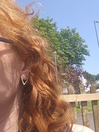 Image 2 of Hammered Heart Stud Earrings - Sterling Silver