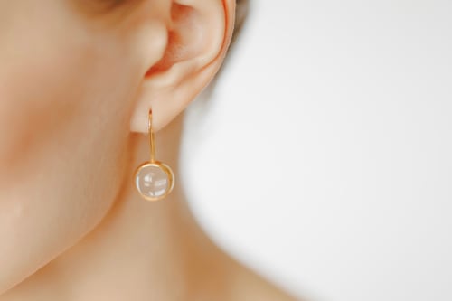 Image of "Rays of the sun" gold plated silver earrings with rock crystals · RADII SOLIS ·