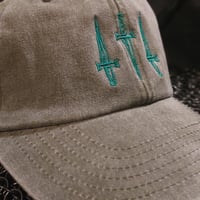 Image 2 of CREST OF SWORDS (Moss Green On Woodland Grey)
