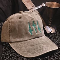 Image 3 of CREST OF SWORDS (Moss Green On Woodland Grey)
