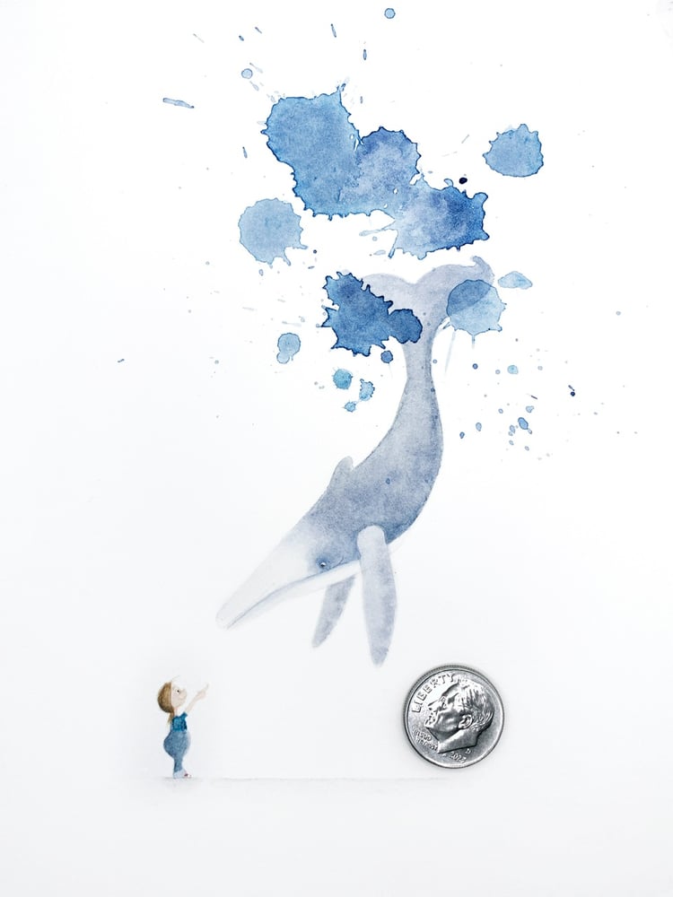Image of Whale Boop - original tiny watercolor