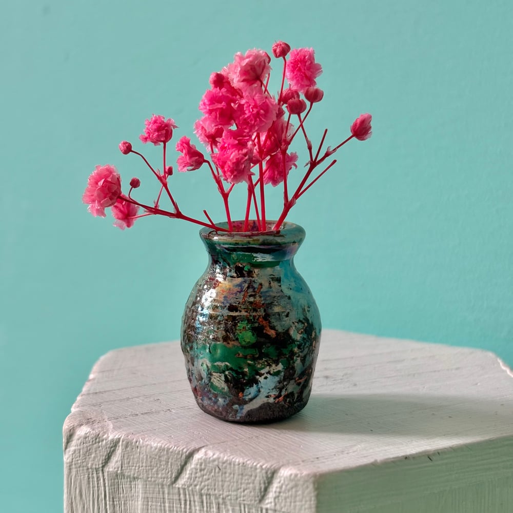 Image of Rainbow Raku Vase