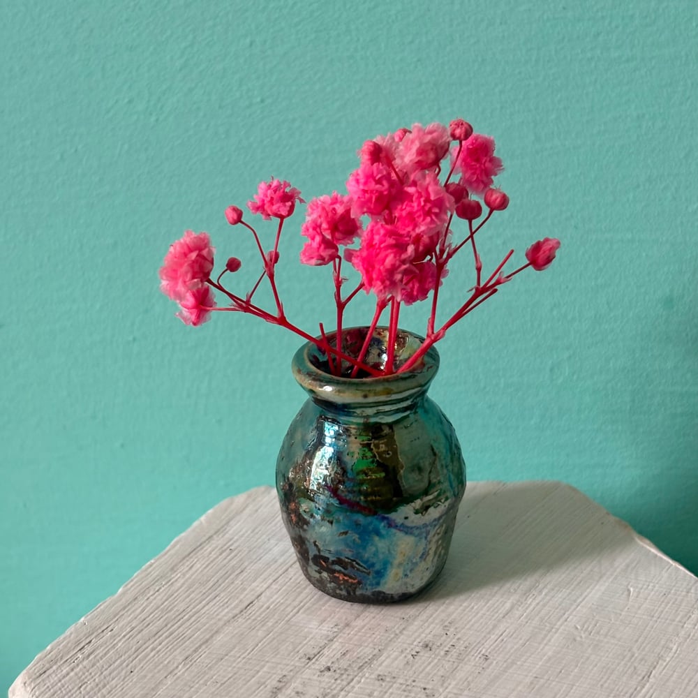 Image of Rainbow Raku Vase