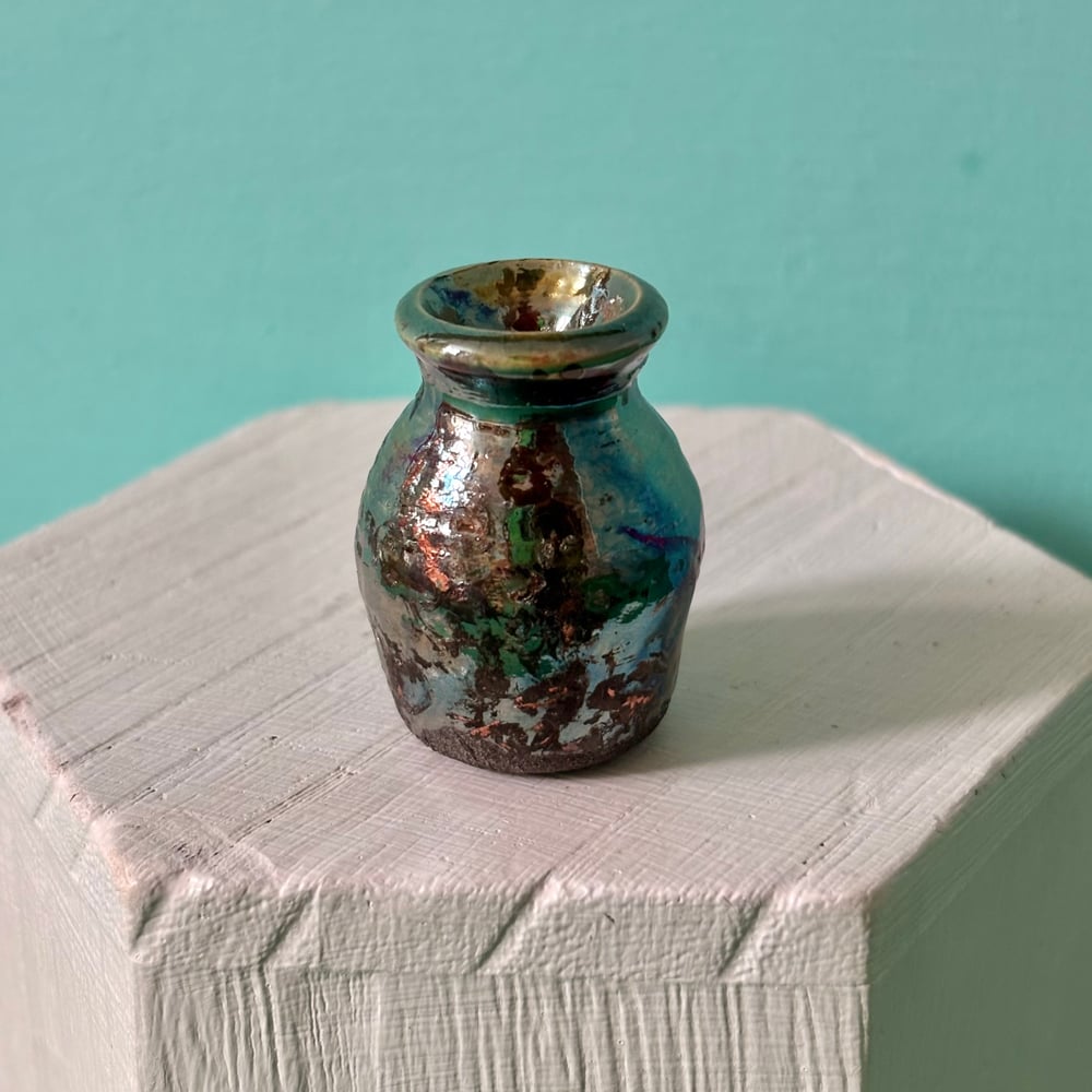 Image of Rainbow Raku Vase