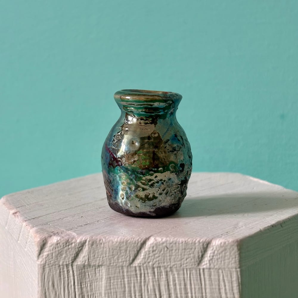 Image of Rainbow Raku Vase