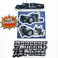 Image 2 of HOODIE - Draggin’ & Pullin’ In The Pines w/ FREE Matching STICKER