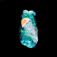 Image 1 of LG. Sunny Orange Sea Nettle Jellyfish - Lampwork Glass Sculpture Bead